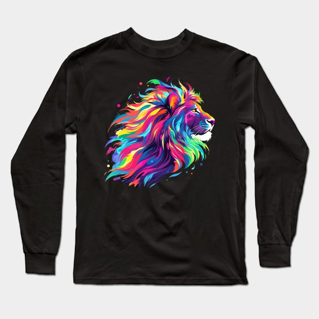 colorful lion Long Sleeve T-Shirt by dorapeterx